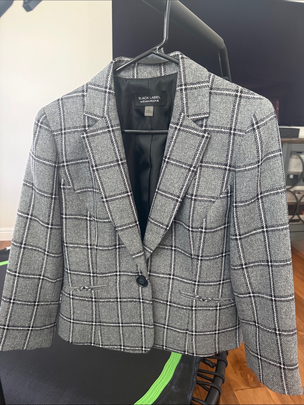 Black Label Glen Plaid Check Blazer - Gray